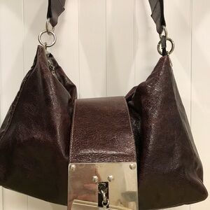 Luxurious Cherry Leather Shoulder Bag DONINI MADE IN ITALY